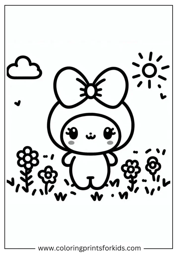 My Melody in Garden Coloring page
