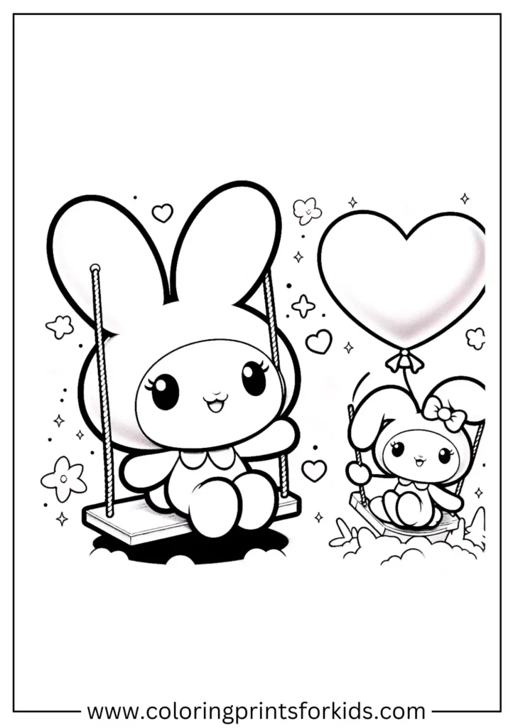 My Melody with Heart Baloon coloring pages
