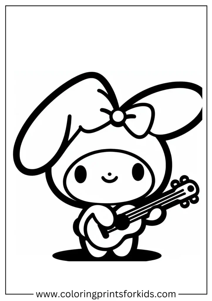 My Melody guitar coloring page