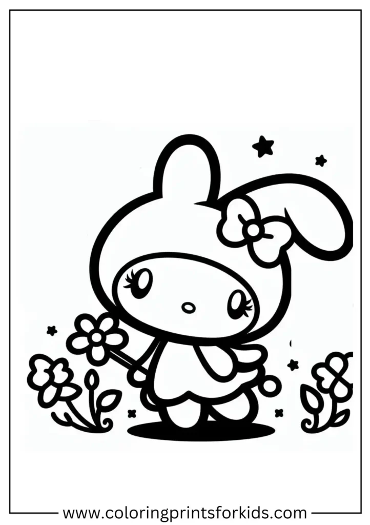 My Melody in Flowers coloring page