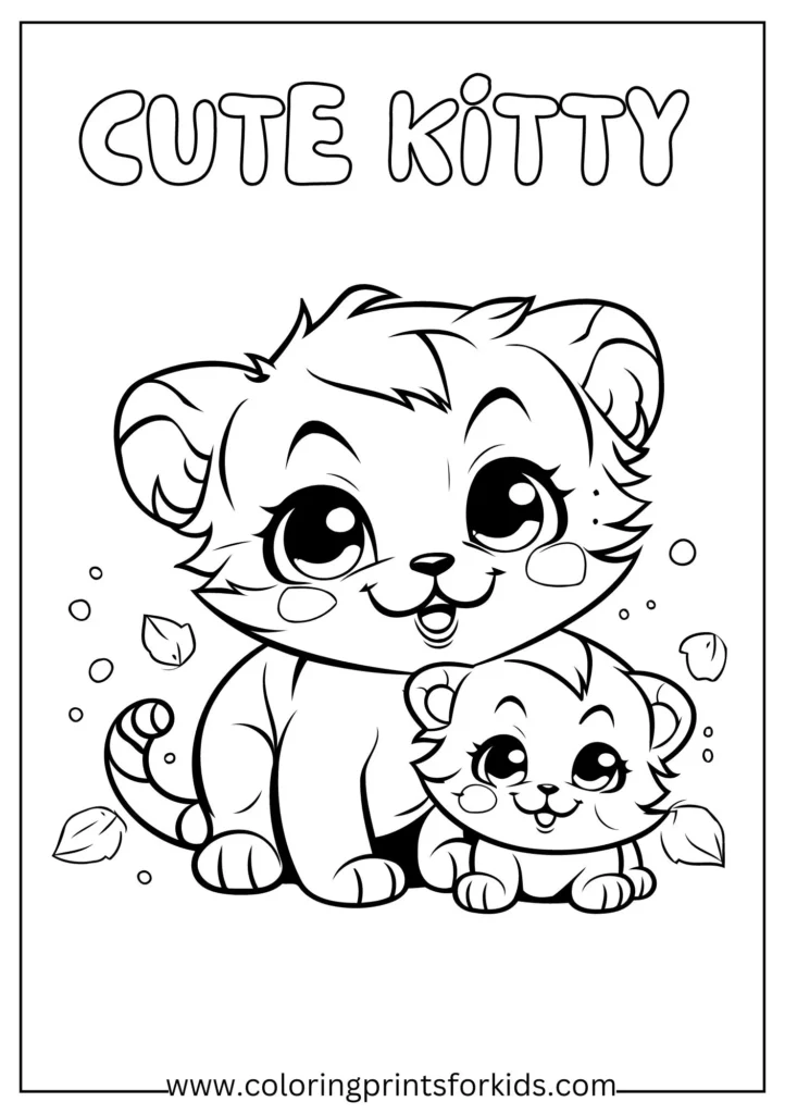 Cute cat kitten coloring pages printable