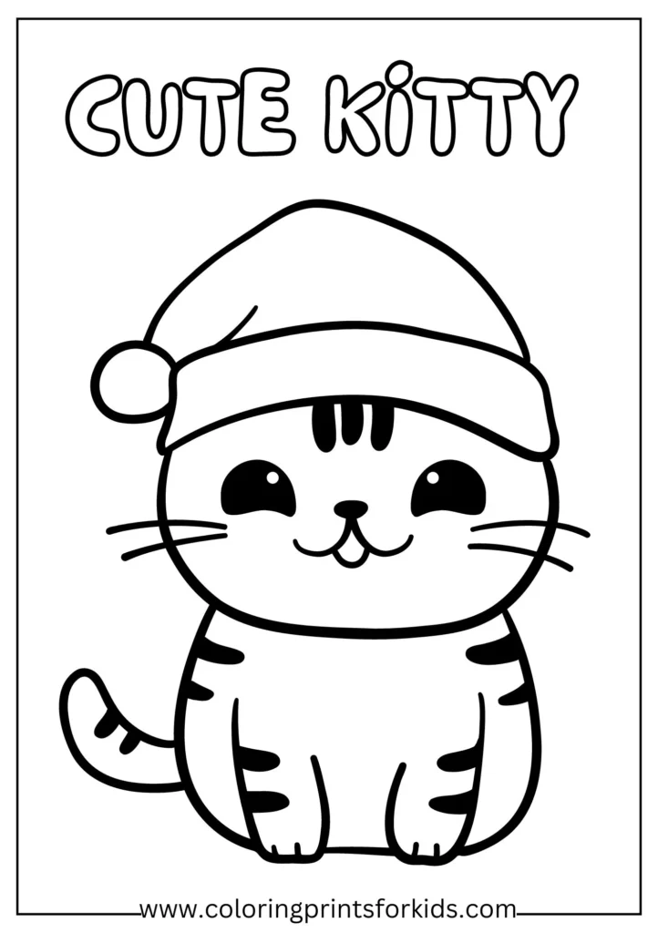 Cute kitten coloring page