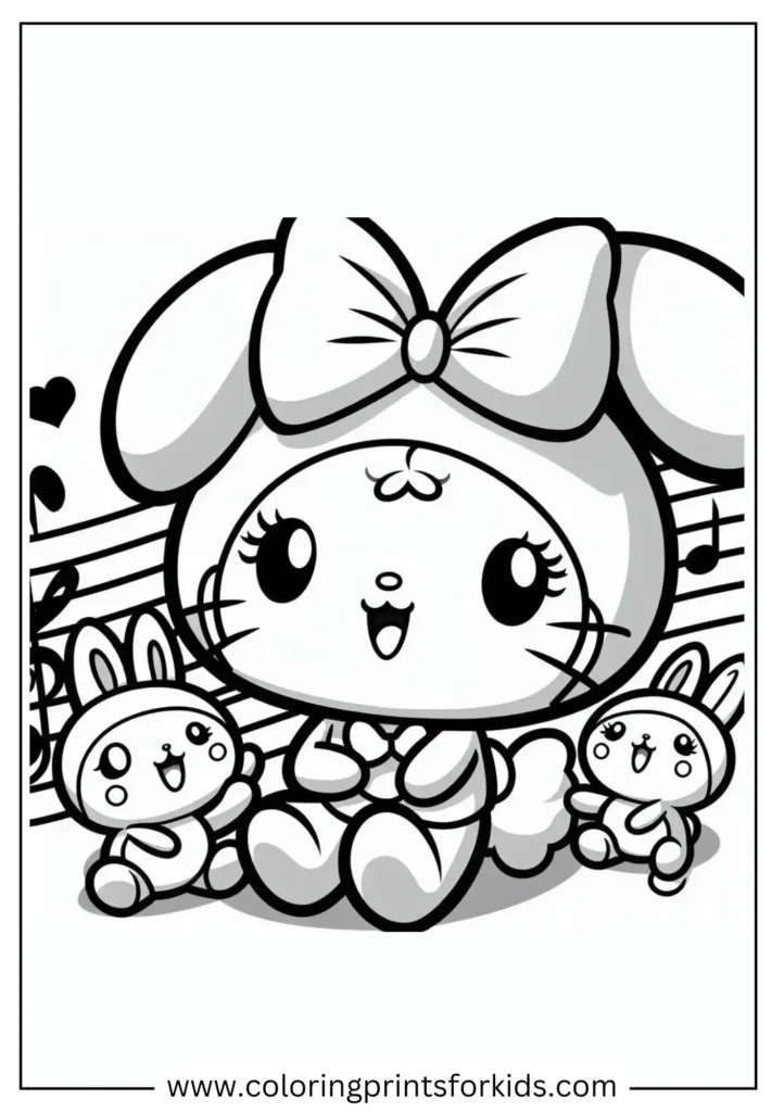 My Melody coloring fun page