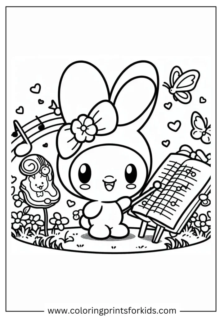 Adorable My Melody coloring sheet