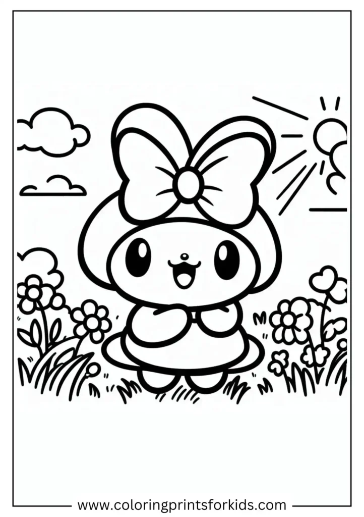 My Melody with adorable flowers sheet