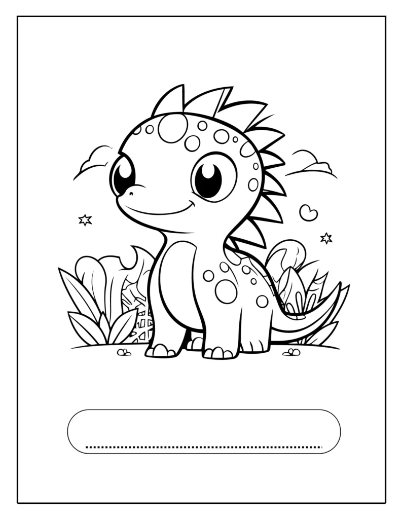 a coloring page of a cartoon dinosaur